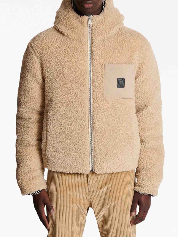 Giacca Teddy con toppa monogramma shop online: Balmain