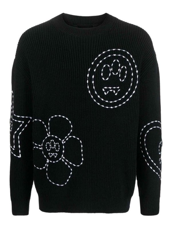 BARROW: Strickpullover mit Rundhalsausschnitt - Rundhalspullover - Schwarz