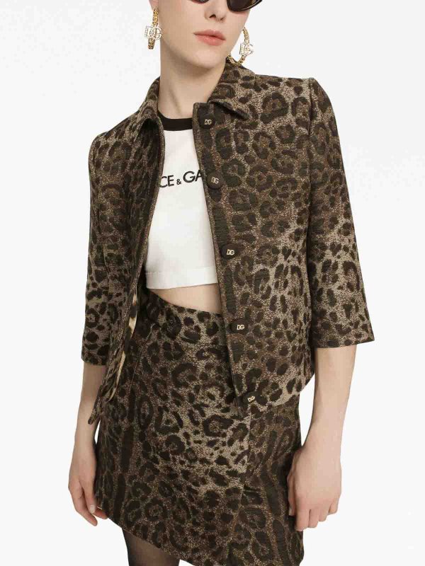 DOLCE & GABBANA: casual jackets online - Leopard Jacquard Jacket