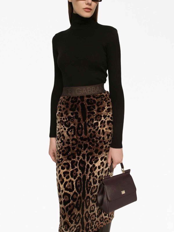 DOLCE & GABBANA: Knee length skirts & Midi online - Chenille Leopard-Print Midi Skirt