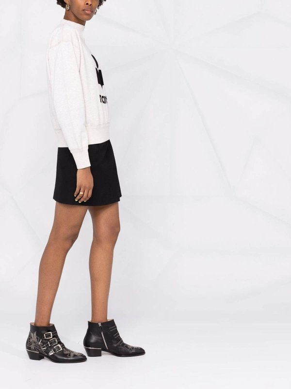 The Best Shops Isabel Marant Etoile: Ecru flocked-logo sweatshirt