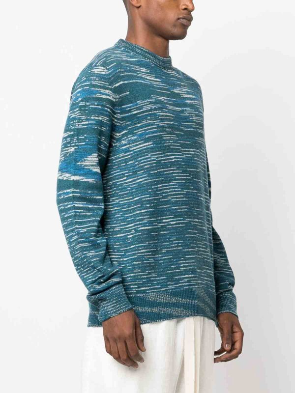 Intarsia-Knit Cashmere Jumper, Teal, Striped shop online: MISSONI