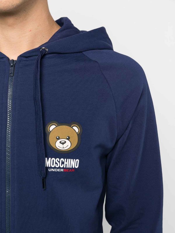 MOSCHINO: casual jackets online - Logo-Patch Hooded Jacket