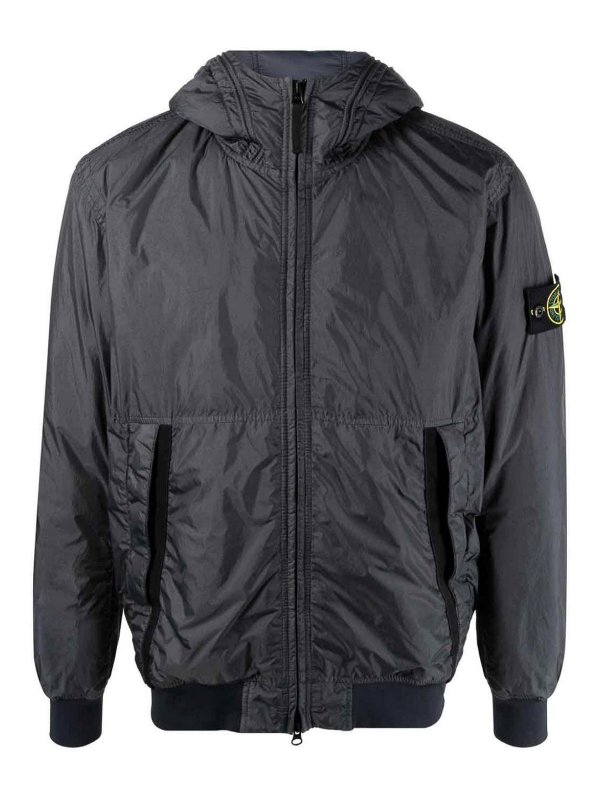 STONE ISLAND: casual jackets - Logo-Patch Hooded Jacket