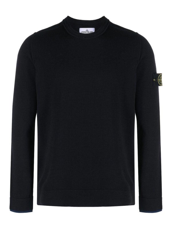 STONE ISLAND: Strickpullover mit Rundhalsausschnitt - Rundhalspullover - Blau