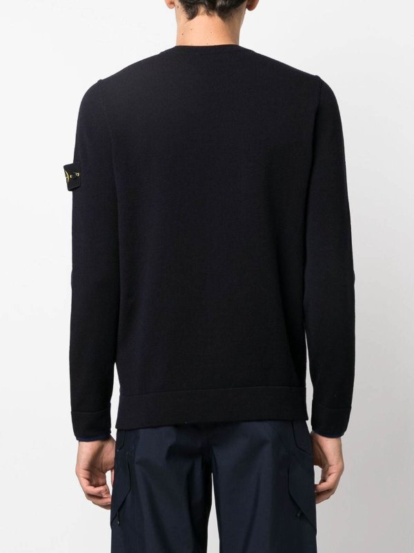 STONE ISLAND: Strickpullover mit Rundhalsausschnitt online - Rundhalspullover - Blau