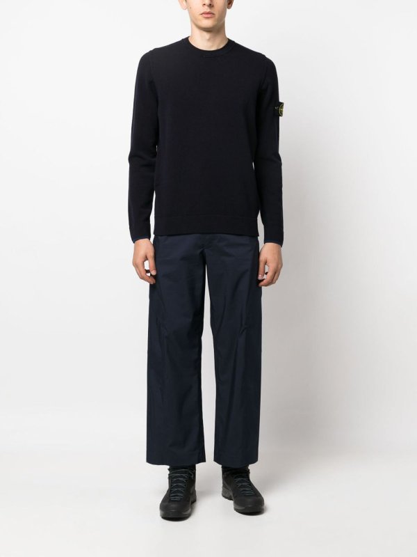 The Best Shops STONE ISLAND: Strickpullover mit Rundhalsausschnitt - Rundhalspullover - Blau