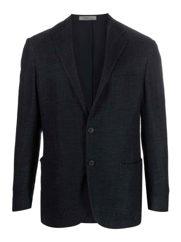 CORNELIANI: blazers - Textured Navy Blazer