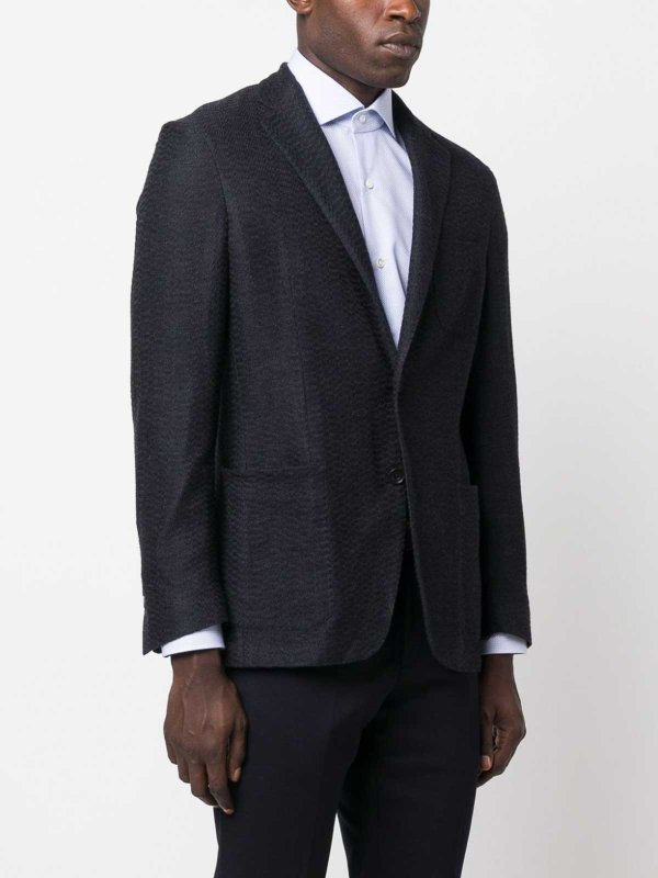 CORNELIANI: blazers online - Textured Navy Blazer