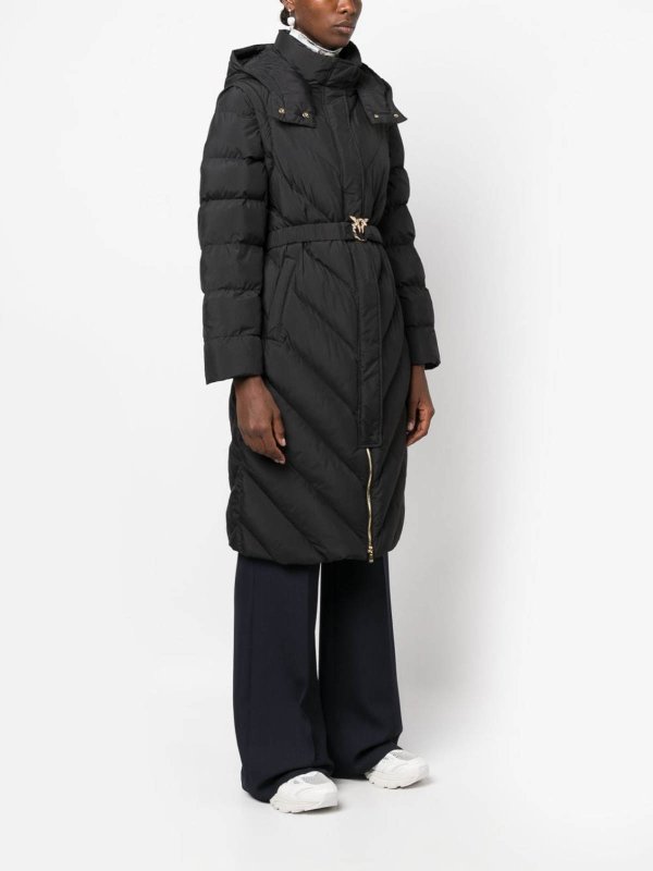 The Best Shops Pinko: short coats - Chevron-Quilting Hooded Coat