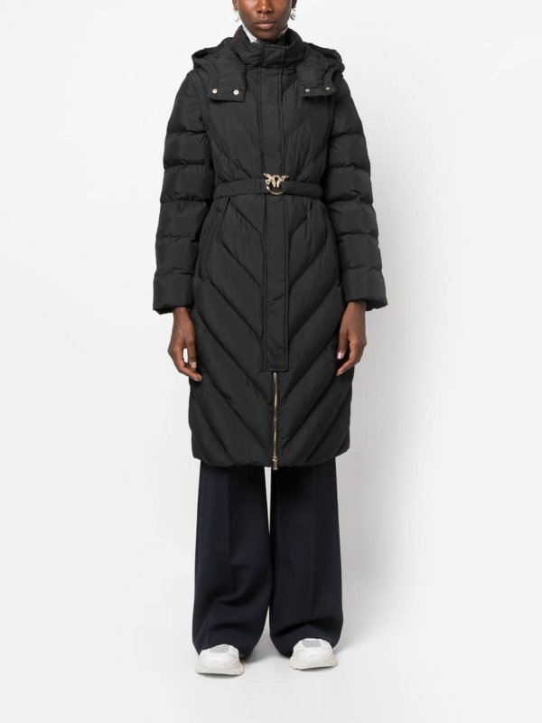 The Best Shops Pinko: Chevron-Quilting Hooded Coat
