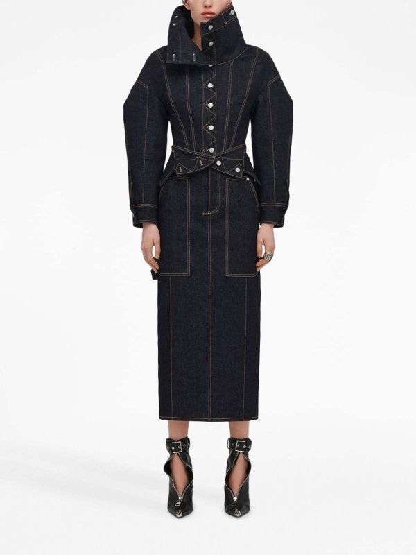 The Best Shops ALEXANDER MCQUEEN: ニーレングススカート＆ミディ丈 - 膝丈/ミディスカート - ブルー