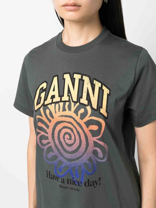 The Best Shops GANNI: maglia collo rotondo - T-shirt organica Relaxed Flower