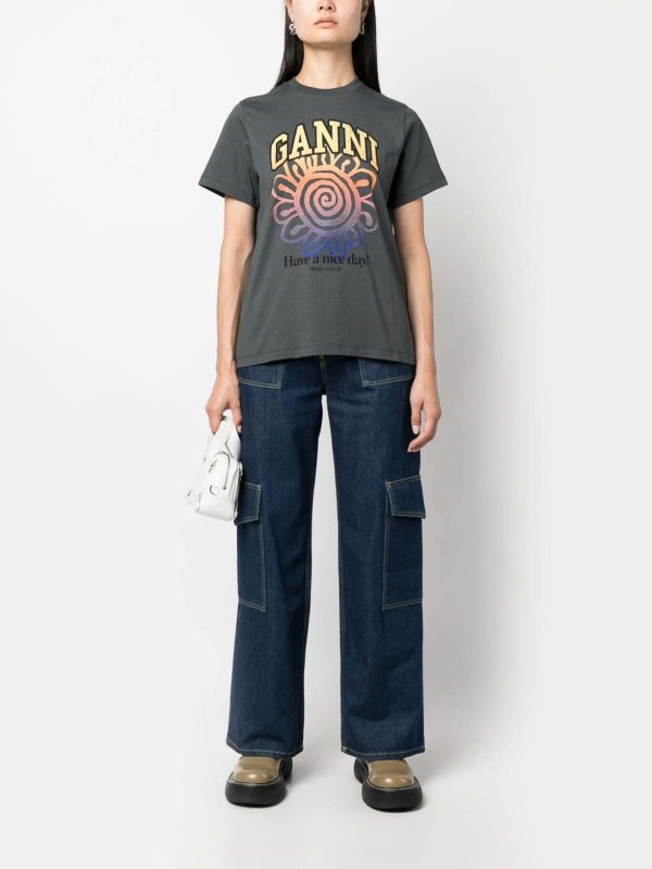 T-shirt organica Relaxed Flower shop online: GANNI