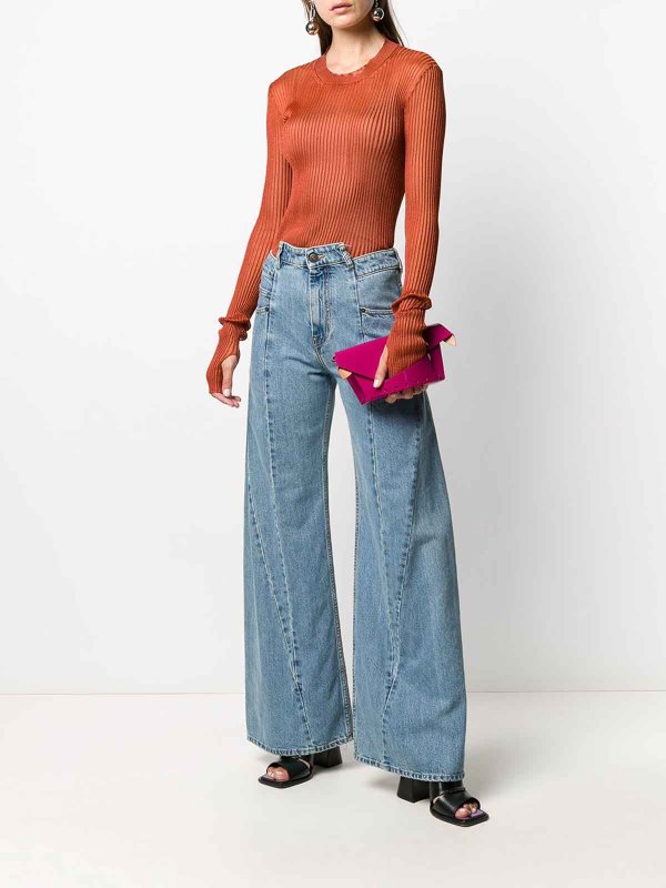 bootcut jeans shop online Distressed Wide-Leg Jeans