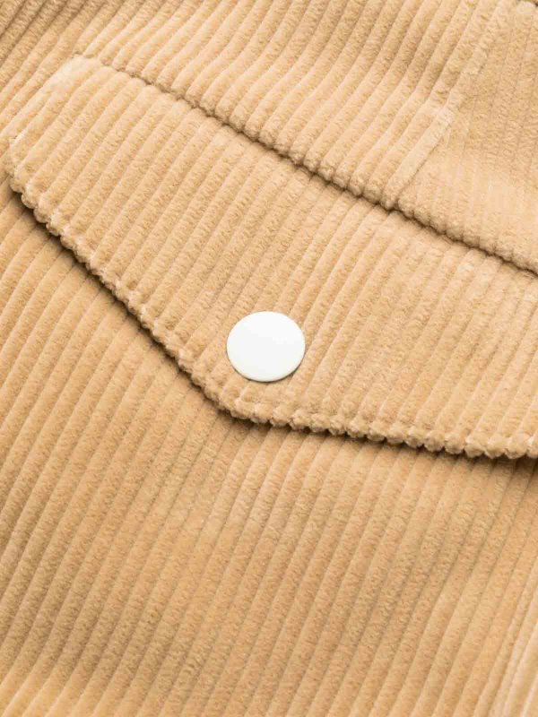 Beige cotton corduroy pants, crochet stripes shop online: Palm Angels