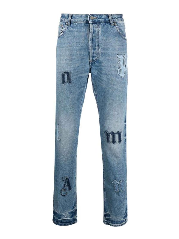 Palm Angels: bootcut jeans - Logo-Patch Straight Jeans