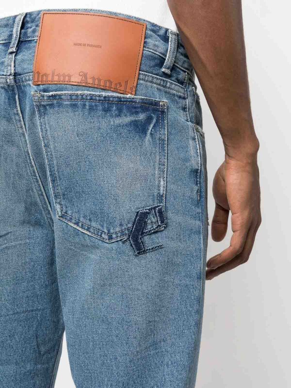 The Best Shops Palm Angels: bootcut jeans - Logo-Patch Straight Jeans