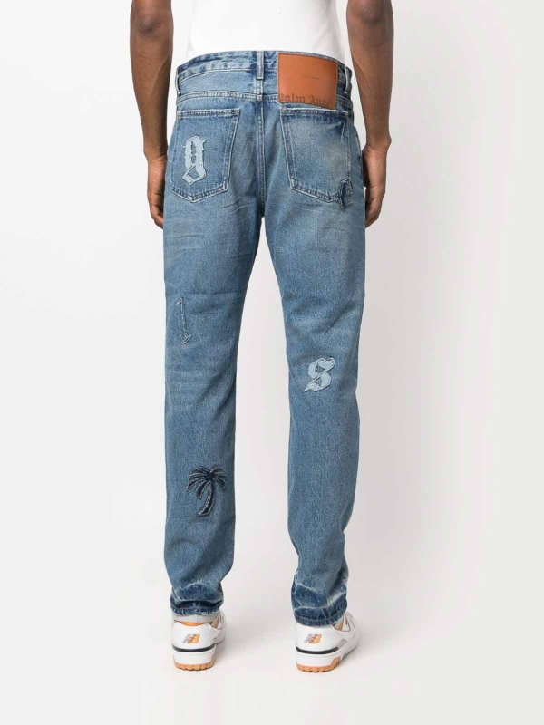 Palm Angels buy online Logo-Patch Straight Jeans