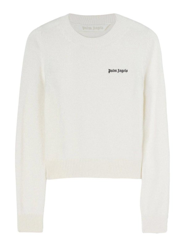 Palm Angels: crew necks - Logo-Embroidered Crew-Neck Jumper