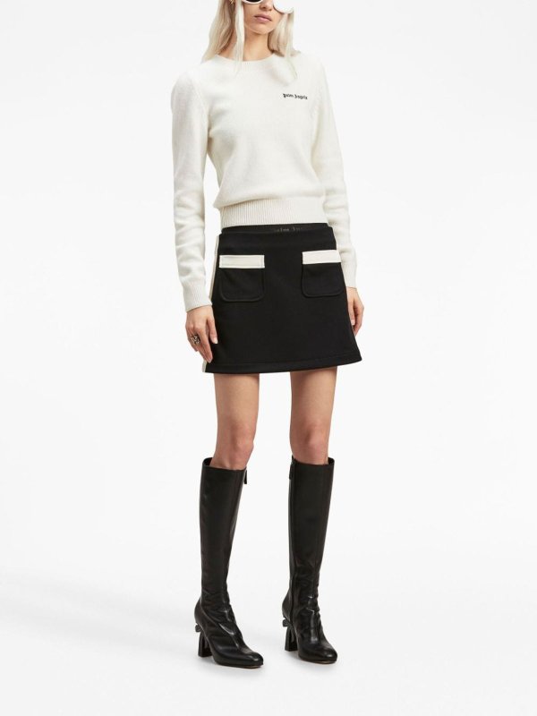 Palm Angels: crew necks online - Logo-Embroidered Crew-Neck Jumper