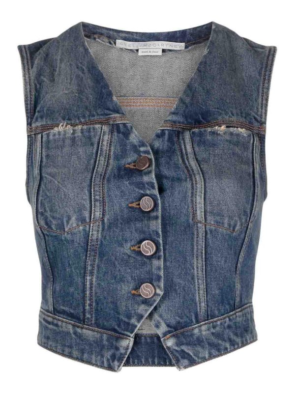 STELLA McCARTNEY: vests - V-Neck Denim Waistcoat STELLA McCARTNEY: vests - V-Neck Denim Waistcoat