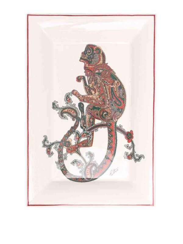 ETRO: homeware - Ceramic monkey-print tray