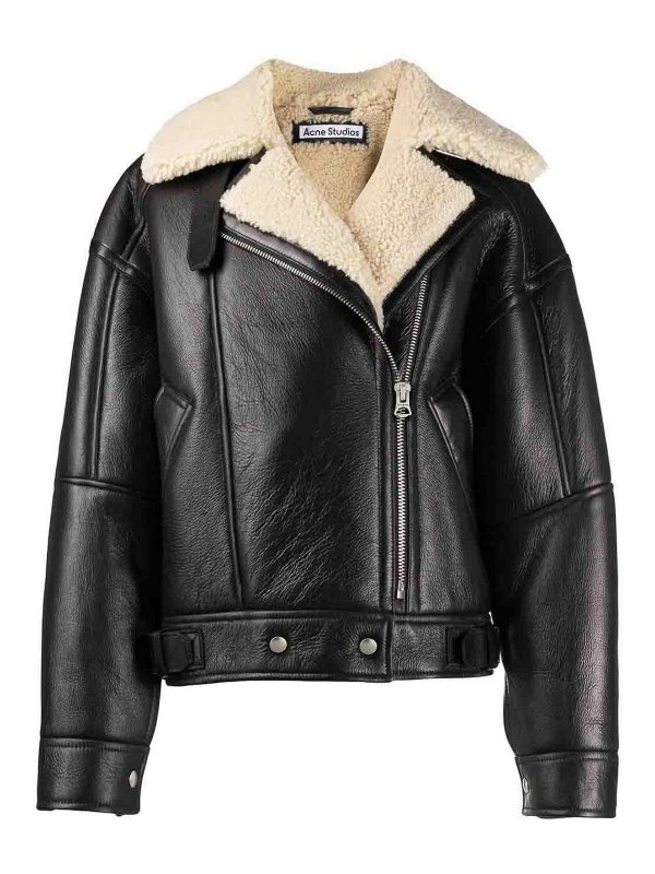Acne Studios: leather jacket - Shearling flight jacket
