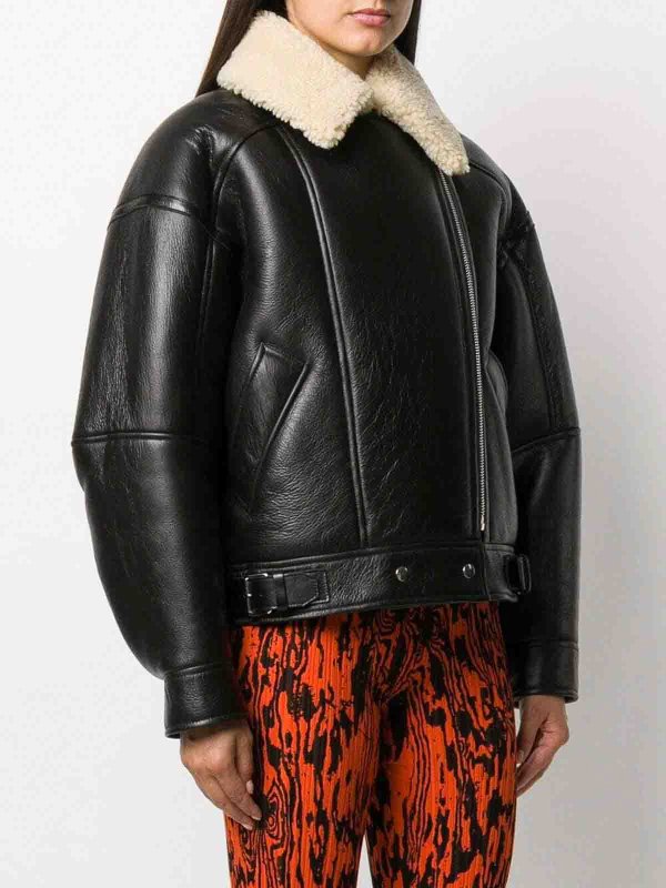 Acne Studios: leather jacket online - Shearling flight jacket
