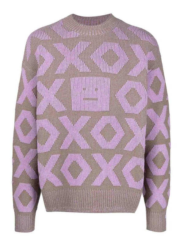 Acne Studios: Suéteres con cuello pico - Suéter Cuello Redondo - Multicolor