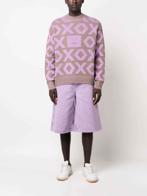 Acne Studios: Suéteres con cuello pico online - Suéter Cuello Redondo - Multicolor