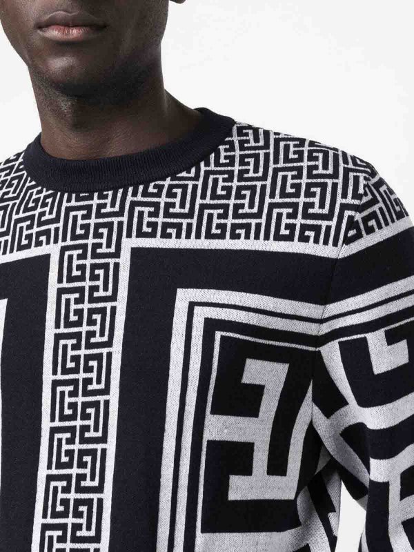 Balmain buy online monogram neck sweater