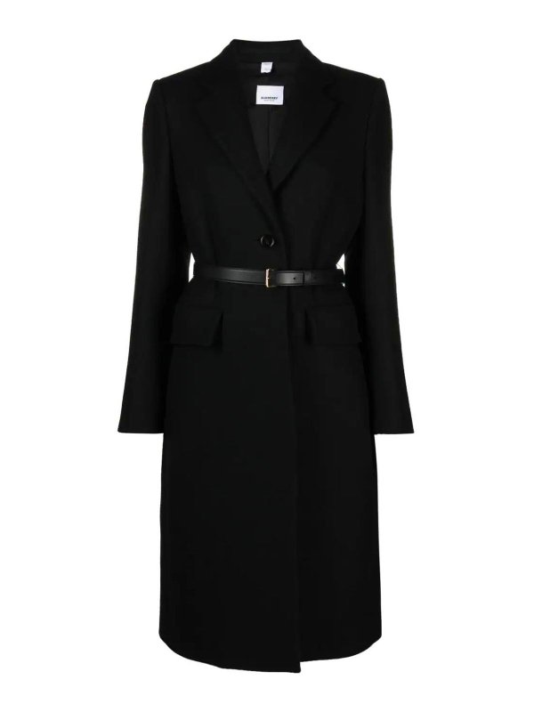 BURBERRY: long coats - Single-breasted wool tailored coat