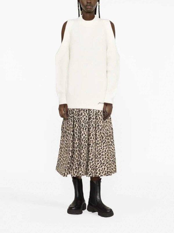 GANNI: Strickpullover mit Rundhalsausschnitt online - Rundhalspullover - Weiß