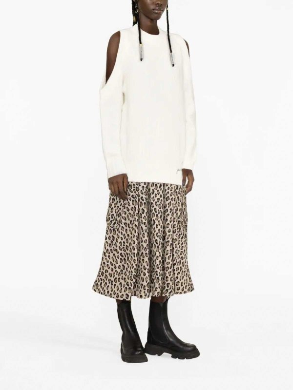 The Best Shops GANNI: Strickpullover mit Rundhalsausschnitt - Rundhalspullover - Weiß