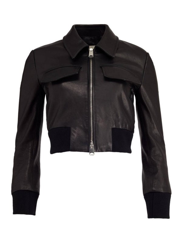 KHAITE: leather jacket - Hector cropped jacket