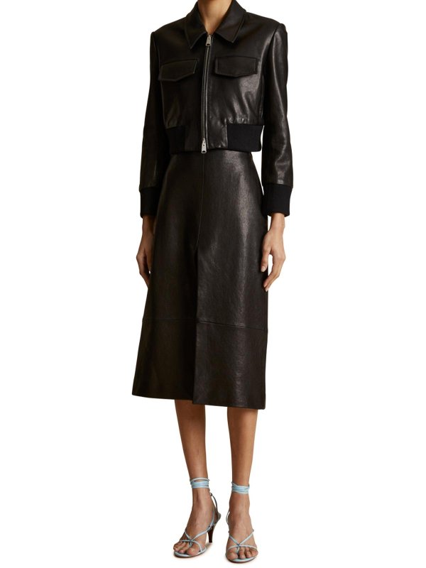 KHAITE: leather jacket online - Hector cropped jacket