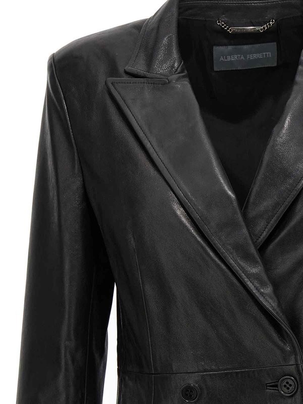 The Best Shops ALBERTA FERRETTI: Ledermäntel - Blazer - Schwarz