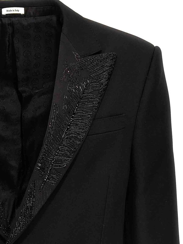 The Best Shops ALEXANDER MCQUEEN: casual jackets - Embroidered lapel blazer jacket