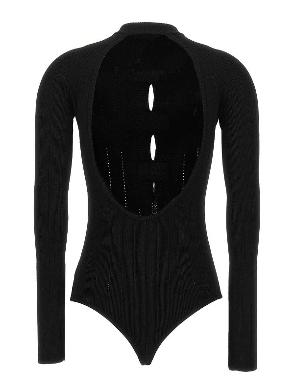Balmain: crew necks online - Logo button bodysuit