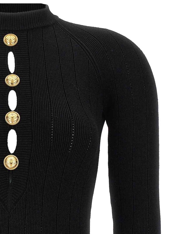 The Best Shops Balmain: crew necks - Logo button bodysuit