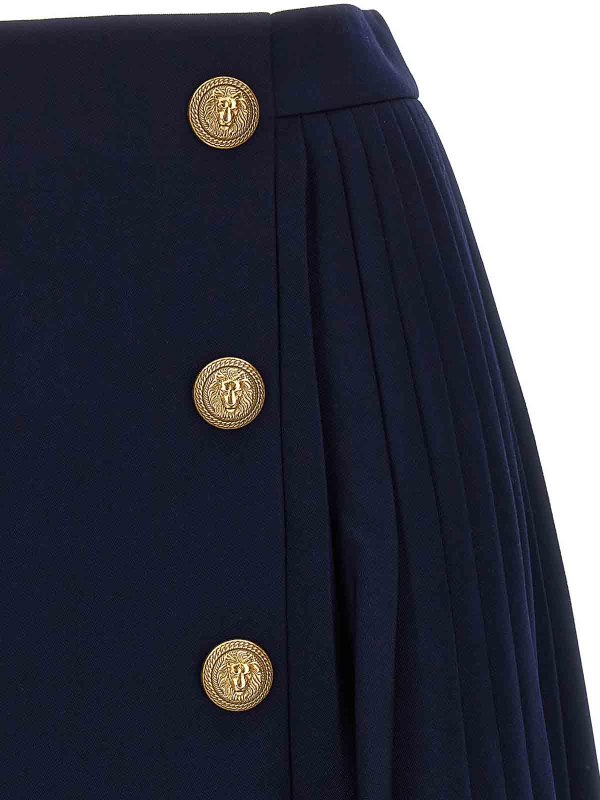 The Best Shops Balmain: Knee length skirts & Midi - Logo button pleated skirt