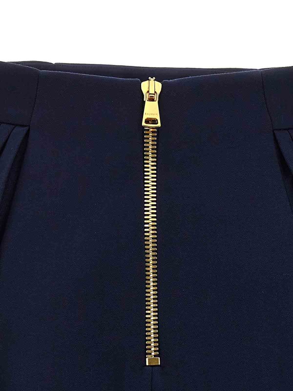 Logo button pleated skirt shop online: Balmain