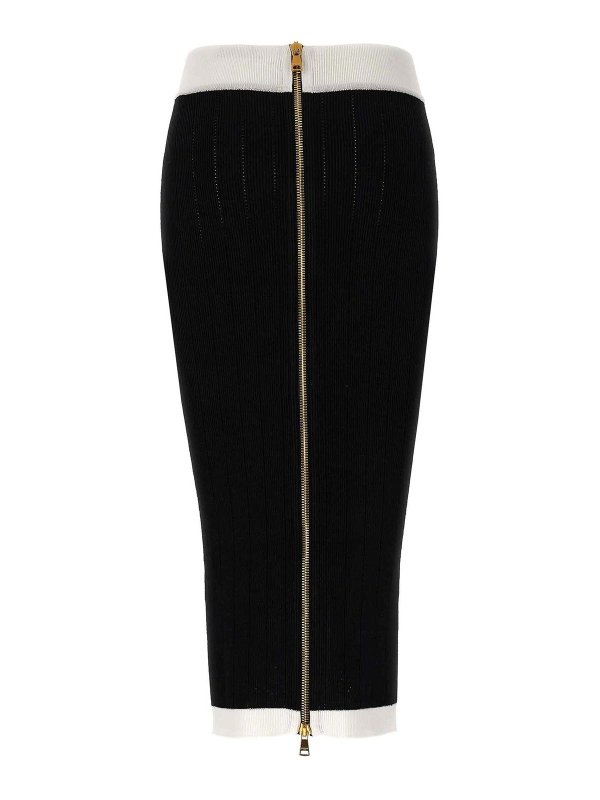 Balmain: Knee length skirts & Midi online - Logo button midi skirt