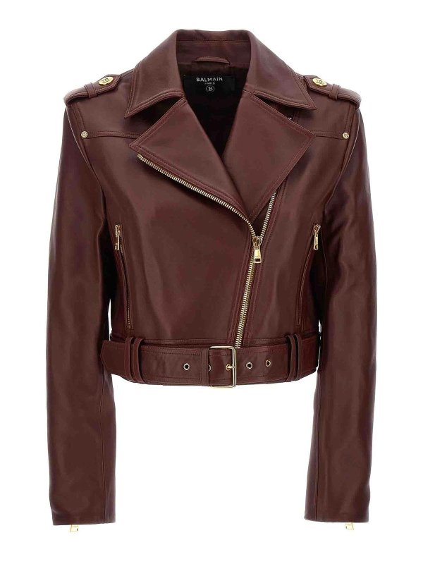 Balmain: casual jackets - Leather nail jacket