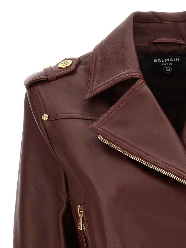Leather nail jacket shop online: Balmain