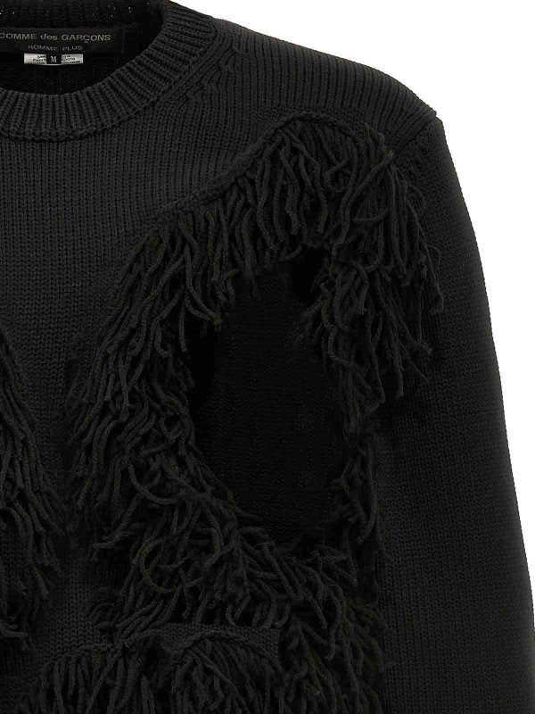 The Best Shops COMME DES GARÇONS HOMMES PLUS: crew necks - Cut-out and fringed sweater