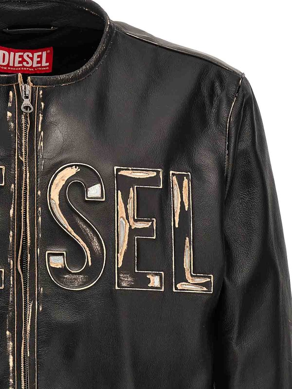 The Best Shops DIESEL: blazers - Logo leather jacket