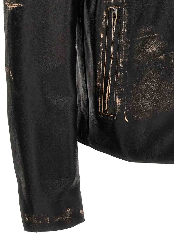 Logo leather jacket shop online: DIESEL