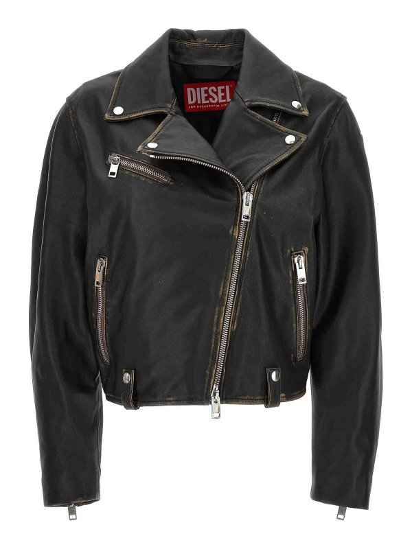 DIESEL: leather jacket - l-edme jacket
